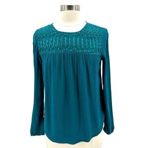 Anthropologie Meadow Rue Teal Long Sleeve Top sz S -